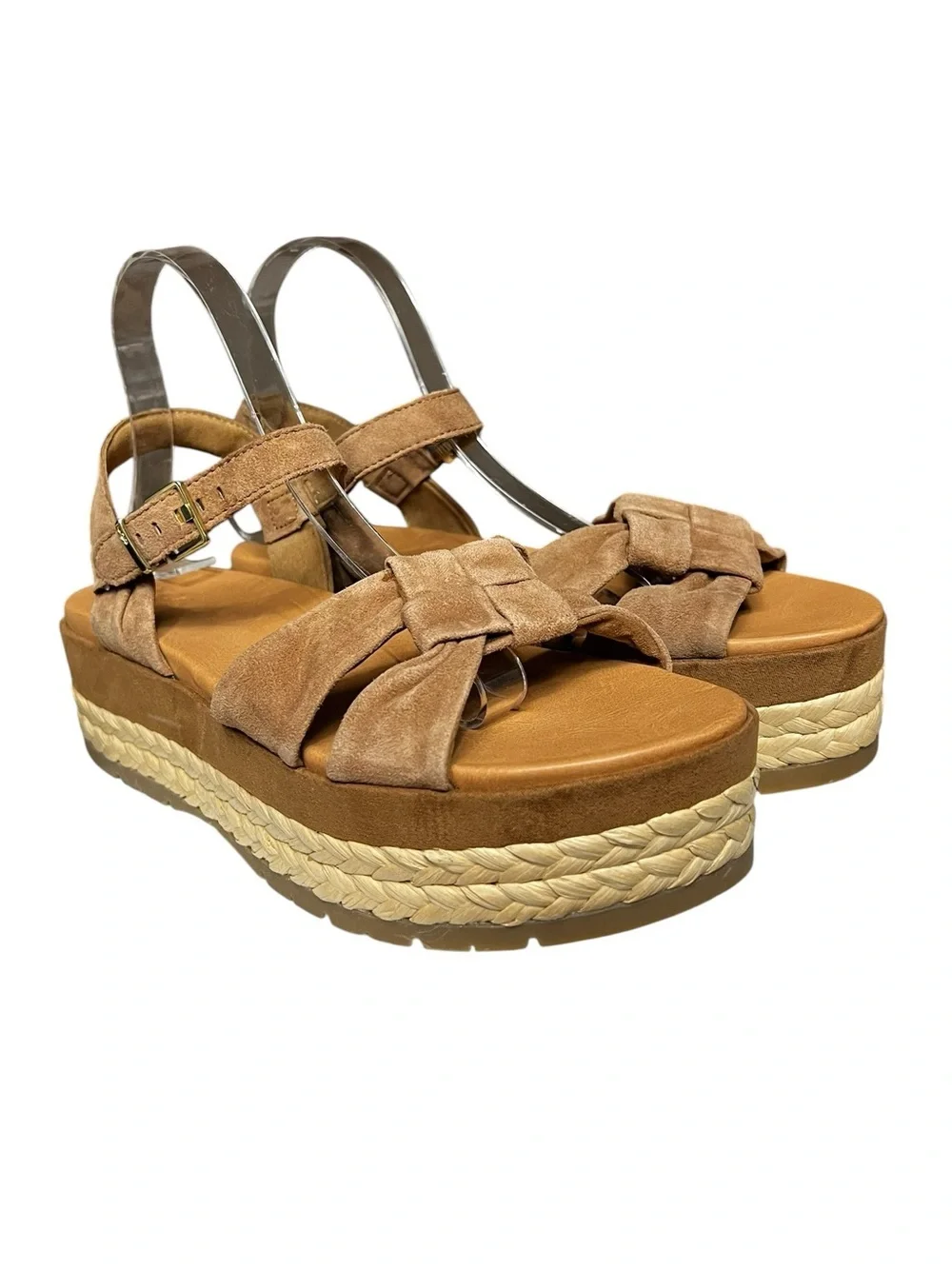 🌻NEW NWOT UGG Neusch Brown Suede Platform Wedge Sandals Jute Wrapped Size 10